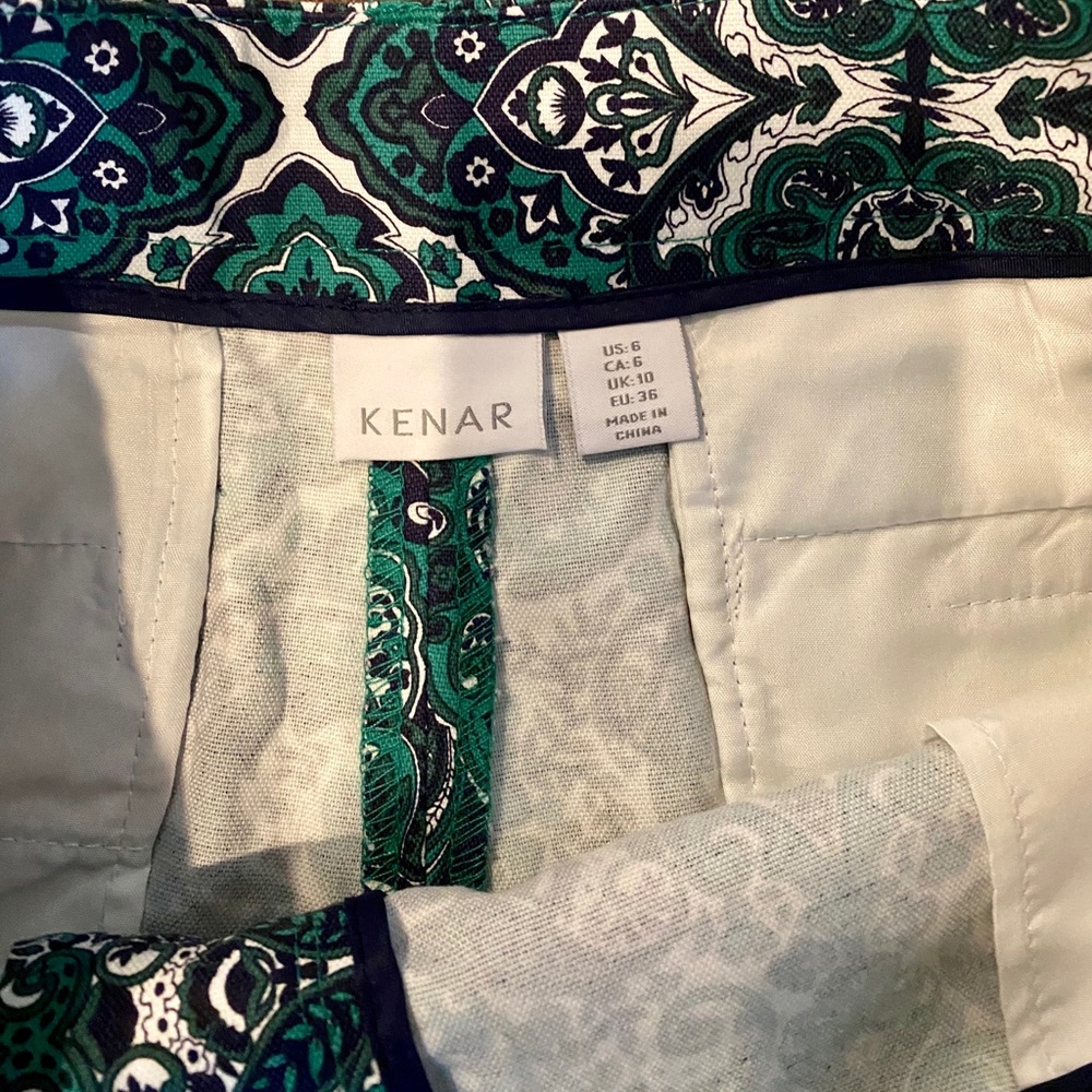 KENAR Green/Navy Paisley Chino Shorts - Picture 3 of 4